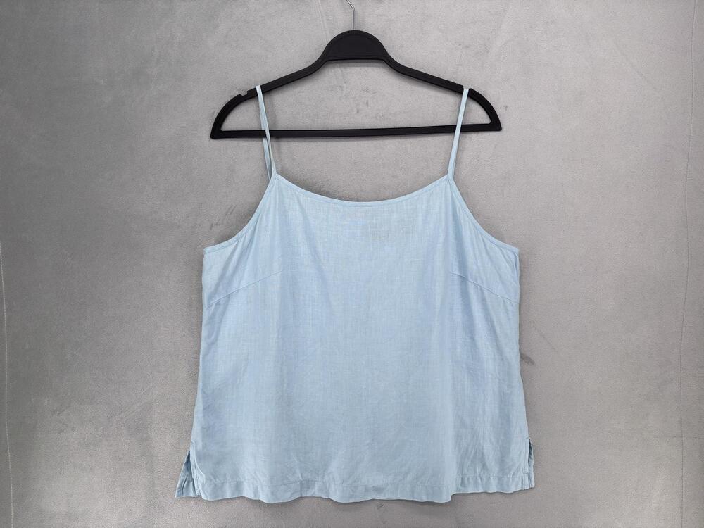Vintage 90s Gap Linen Blue Camisole Top Womens XL Beach Resort Spaghetti Straps
